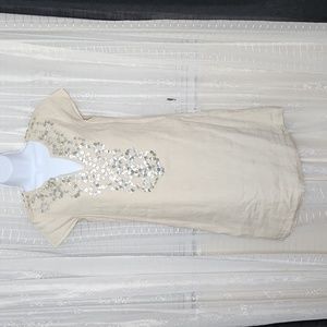 Vineyard Vines Flax Linen Blend Shell Beaded Tunic Dress Sz2